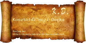 Kosztolánczi Dorka névjegykártya